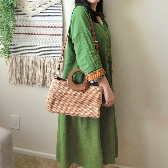 Fossil straw Bag Jute rattan bag Boho Chic Vacation Style - Picture 4 of 10